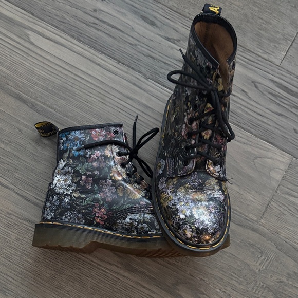 Dr. Martens Shoes - Dr. Martens Black Floral Combat Boots